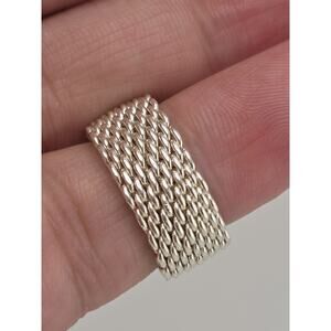 Authentic Tiffany & Co Sterling Silver Somerset Mesh Band Ring Size 5.5
